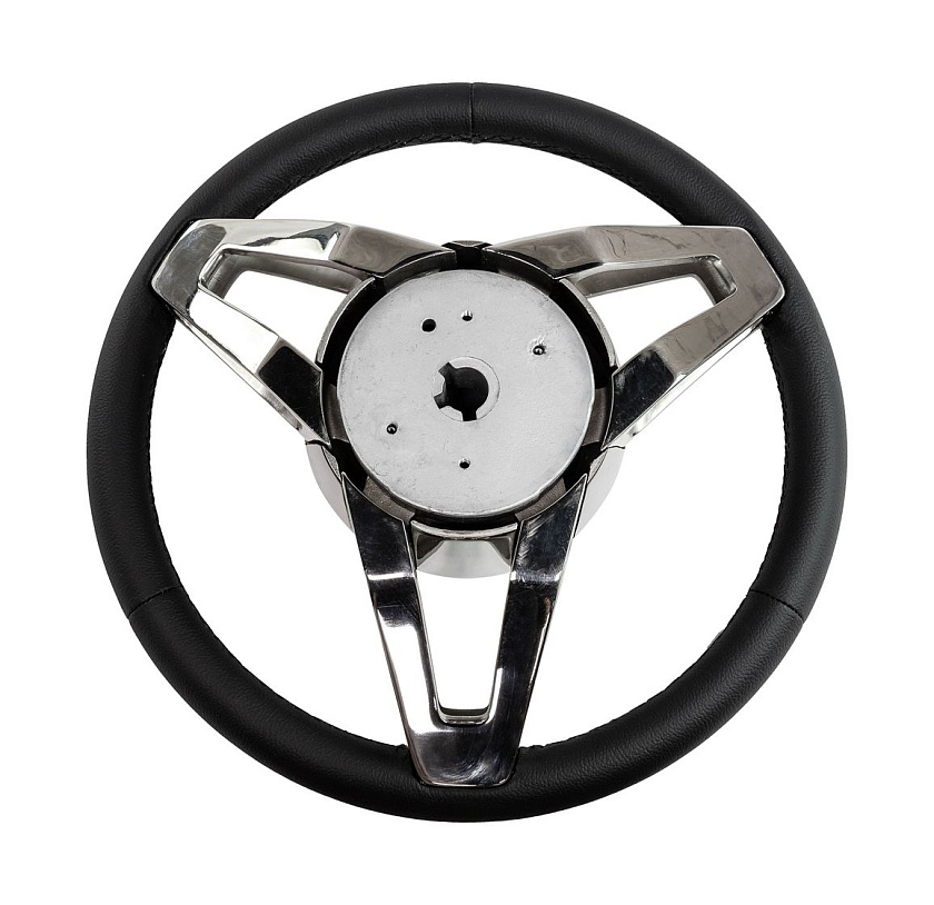 Руль для лодки Isotta PACHU (Италия) диаметр 350 мм, обод натуральная кожа, спицы нержавеющая сталь