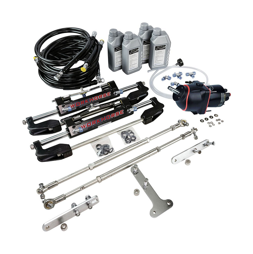 Гидравлическое рулевое управление Sea First MO-700HT TBE (800-966 мм) 30 см³ с регулируемым наклоном руля для 3-х подвесных моторов общей мощностью до 900 л.с.