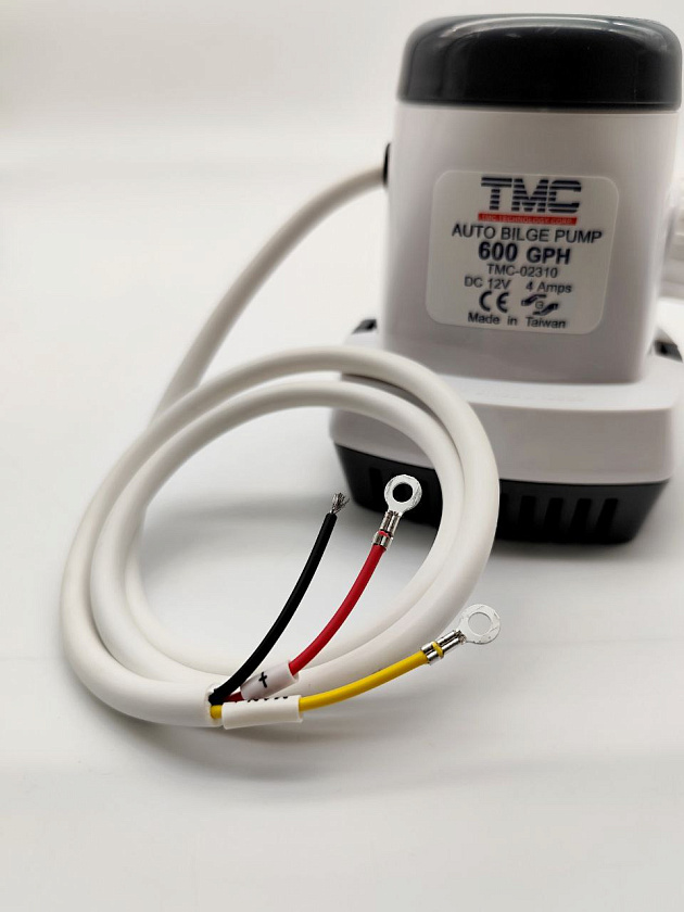 Автоматическая трюмная помпа TMC 12 вольт, 600GPH (2271 л/ч) для лодки /катера / яхты водооткачивающая с таймером, насос водяной трюмный 12 В осушительный для откачки воды на судне