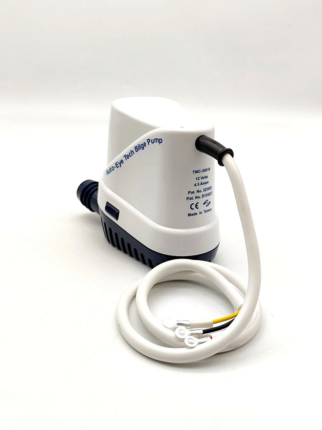 Автоматическая осушительная помпа TMC 12 вольт, 1000 GPH (3785 л/час) для лодки, катера, яхты (насос 12 В осушительный для откачки воды на судне / помпа трюмная водооткачивающая)