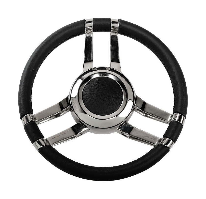 Руль для лодки Isotta CARLOTTA (Италия) диаметр 350 мм, обод натуральная кожа, спицы нержавеющая сталь