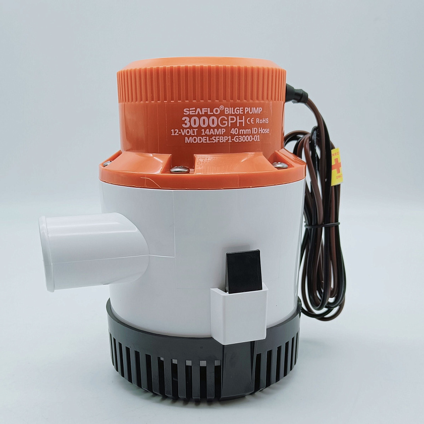 Осушительная помпа SeaFlo 12 вольт, 3000GPH (11355 л/час, высота 5 м), для лодки (насос 12 В осушительный для откачки воды на судне / помпа водооткачивающая трюмная)