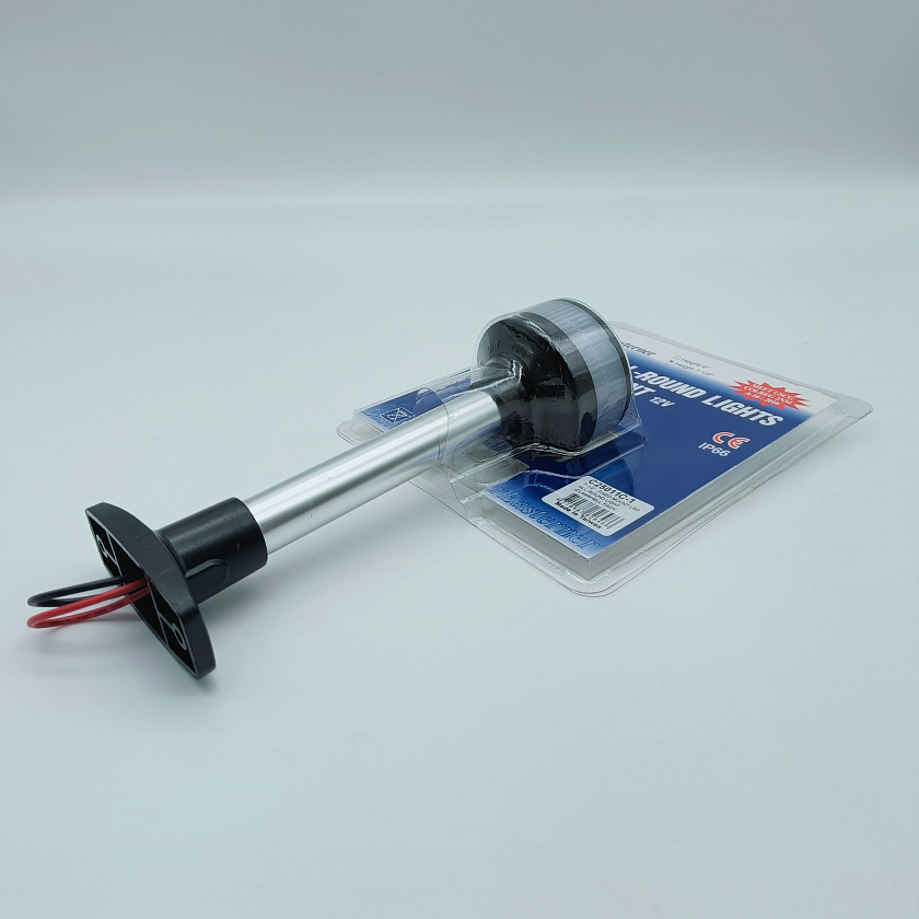 Светодиодный топовый огонь Easterner 12 В LED клотиковый на стойке 190 мм для лодки, катера, судна (круговой, стояночный, якорный) влагозащищенный