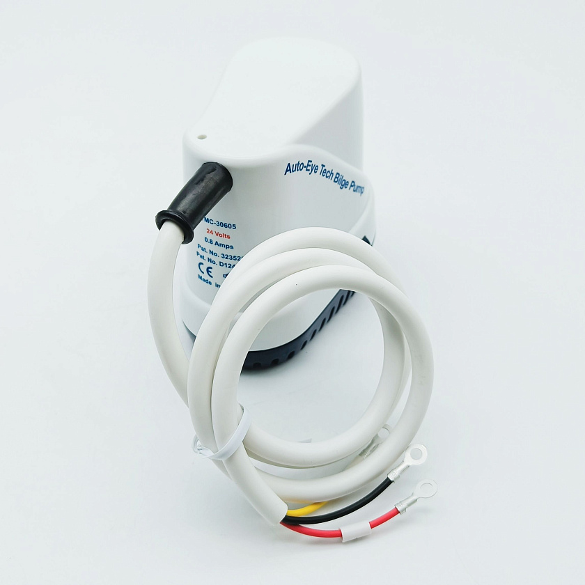 Автоматическая трюмная помпа TMC 24 вольта, 500GPH (1892.5 л/ч, до 2.5 м) для лодки /катера / яхты водооткачивающая, насос водяной трюмный электрический 24В осушительный для откачки воды на судне