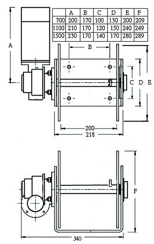 Лебедка якорная South Pacific DW1100 барабанная 12В, для лодок длиной до 8 м (20-26 футов)