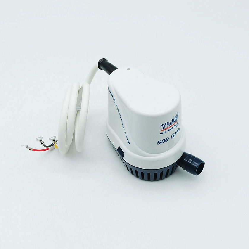 Автоматическая трюмная помпа TMC 24 вольта, 500GPH (1892.5 л/ч, до 2.5 м) для лодки /катера / яхты водооткачивающая, насос водяной трюмный электрический 24В осушительный для откачки воды на судне