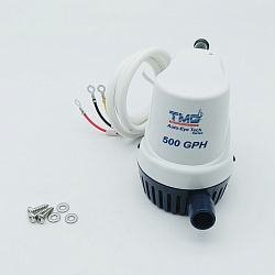 Автоматическая трюмная помпа TMC 24 вольта, 500GPH (1892.5 л/ч, до 2.5 м) для лодки /катера / яхты водооткачивающая, насос водяной трюмный электрический 24В осушительный для откачки воды на судне   