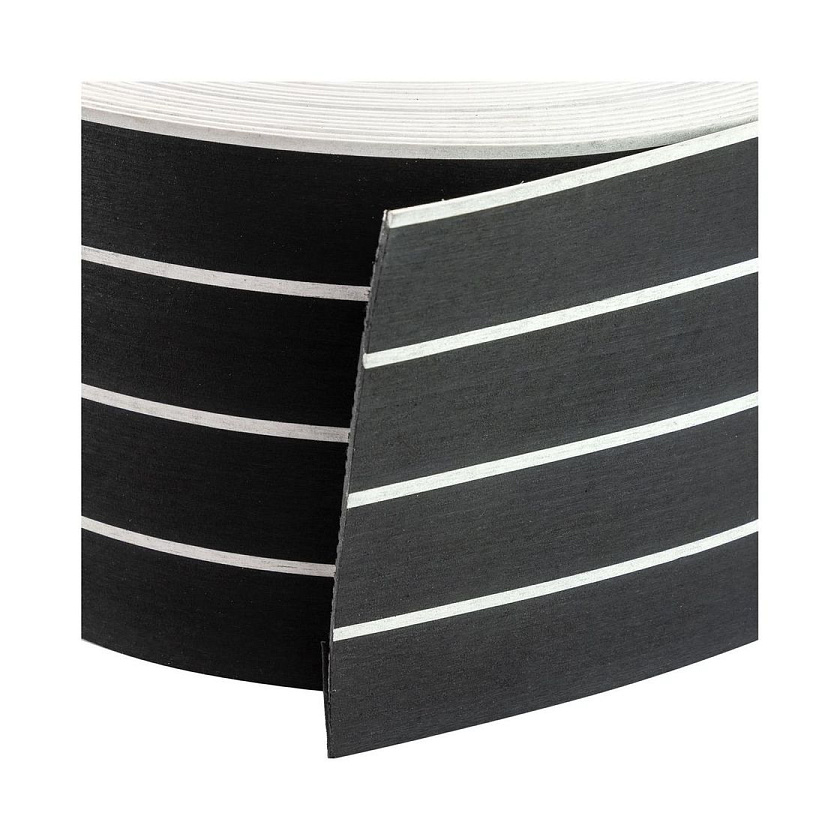 Искусственное палубное покрытие 200 x 5 мм, цвет черный с белой полосой, Marine Rocket