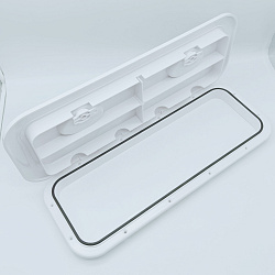 Палубный смотровой люк SeaFlo 243Х607 мм для лодки / катера / яхты, пластиковый, для рундука инспекционный с крышкой и замками   