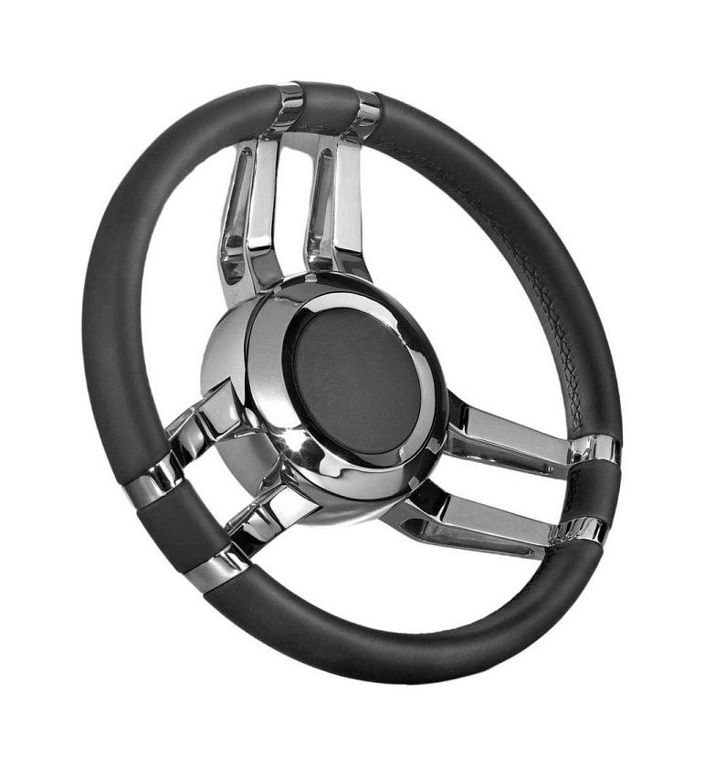 Руль для лодки Isotta CARLOTTA (Италия) диаметр 350 мм, обод натуральная кожа, спицы нержавеющая сталь