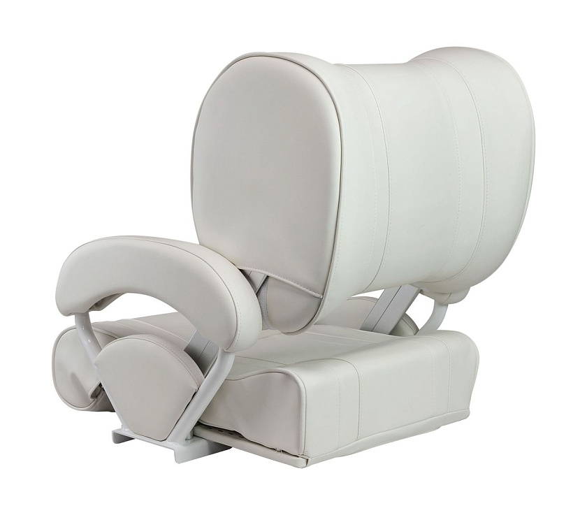 Кресло для лодки с перекидной спинкой и болстером, обивка белый винил