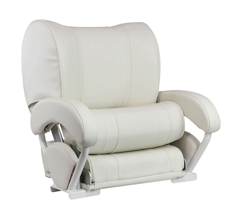 Кресло для лодки с перекидной спинкой и болстером, обивка белый винил