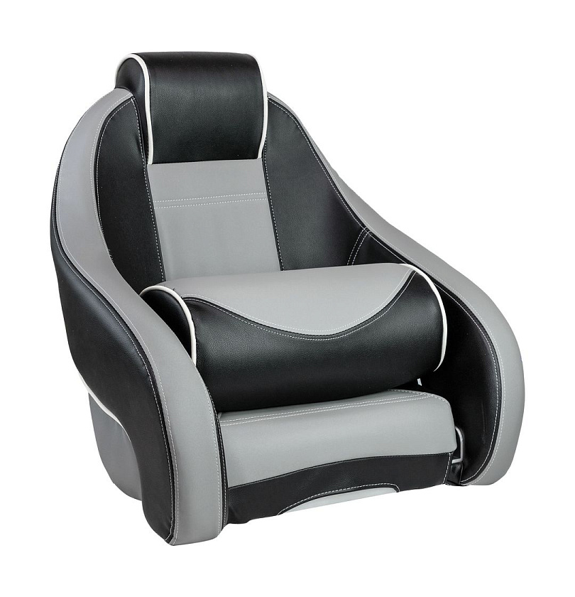 Кресло для лодки Stingray с болстером, обивка винил, цвет черно-серый
