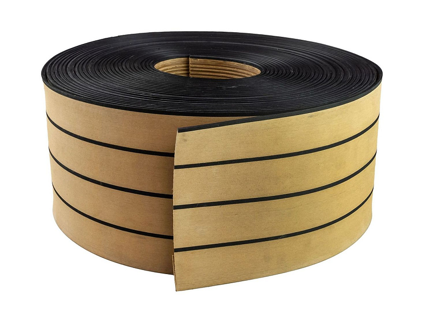 Искусственное палубное покрытие 200 x 5 мм, тик классический с черной полосой, Marine Rocket