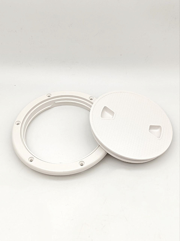 Палубный смотровой люк SeaFlo 198 мм (внутр. размер 151) для лодки / катера / яхты, пластиковый, инспекционный круглый лючок с крышкой и замками