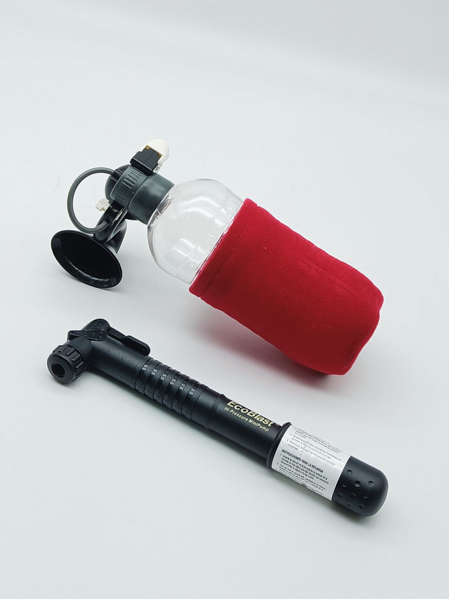 Горн сигнальный многоразовый EcoBlast (Канада) в комплекте с насосом, перезаряжаемый воздушный звуковой сигнал пневматический туманный горн, пластиковый баллон