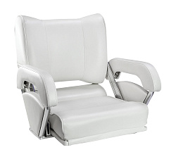 Кресло для лодки Twin 46 Flip Up с перекидной спинкой и болстером, обивка белый винил   