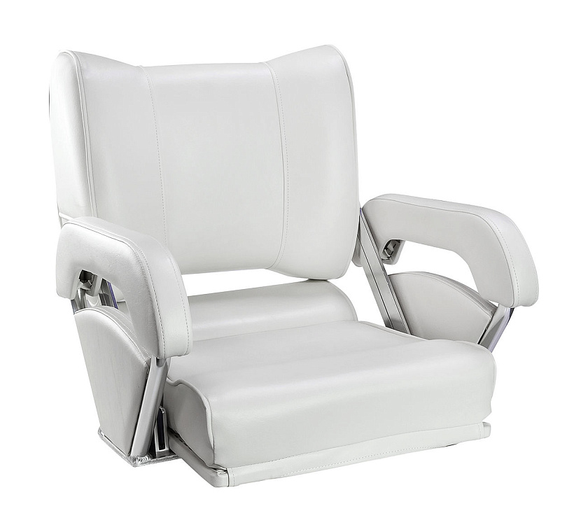 Кресло для лодки Twin 46 Flip Up с перекидной спинкой и болстером, обивка белый винил