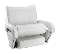Кресло для лодки Twin 46 Flip Up с перекидной спинкой и болстером, обивка белый винил   