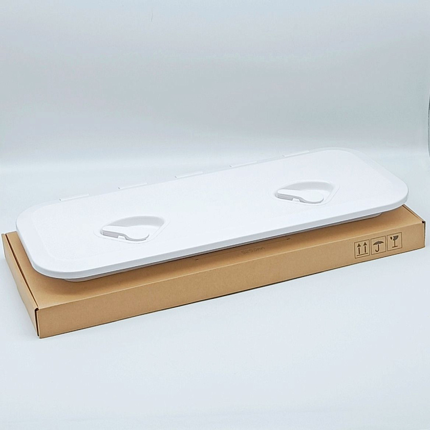 Палубный смотровой люк SeaFlo 243Х607 мм для лодки / катера / яхты, пластиковый, для рундука инспекционный с крышкой и замками