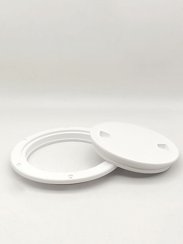 Палубный смотровой люк SeaFlo 198 мм (внутр. размер 151) для лодки / катера / яхты, пластиковый, инспекционный круглый лючок с крышкой и замками