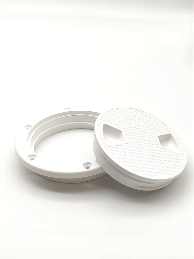 Палубный смотровой люк SeaFlo 143 мм (внутр. диаметр 101) для лодки / катера / яхты, пластиковый, инспекционный круглый лючок с крышкой