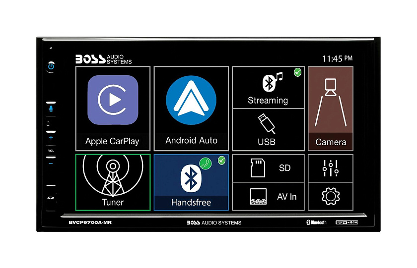 Магнитола универсальная BOSS Audio BVCP9700A-MR с 7" экраном, Apple CarPlay, Android Auto и защитной крышкой