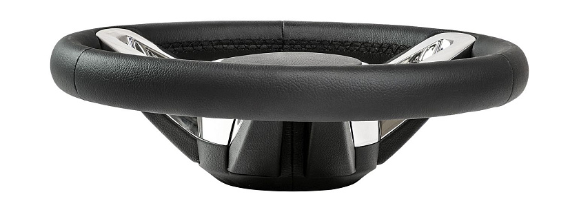 Руль для лодки Isotta DAPONTE (Италия) диаметр 350 мм, обод натуральная кожа, спицы нержавеющая сталь